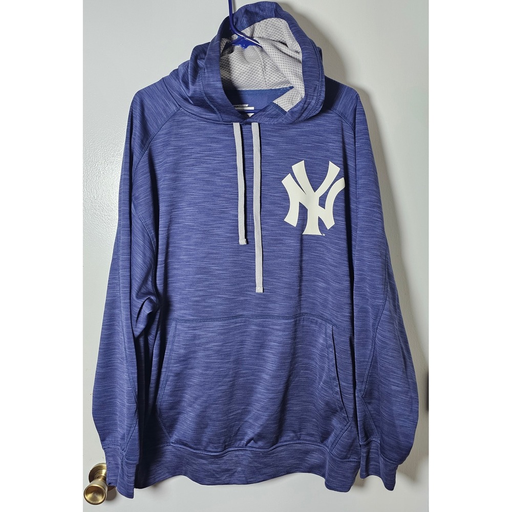 Majestic MLB New York Yankees Therma Base Hoodie Mens Sz 2XL Navy Blue Pullover